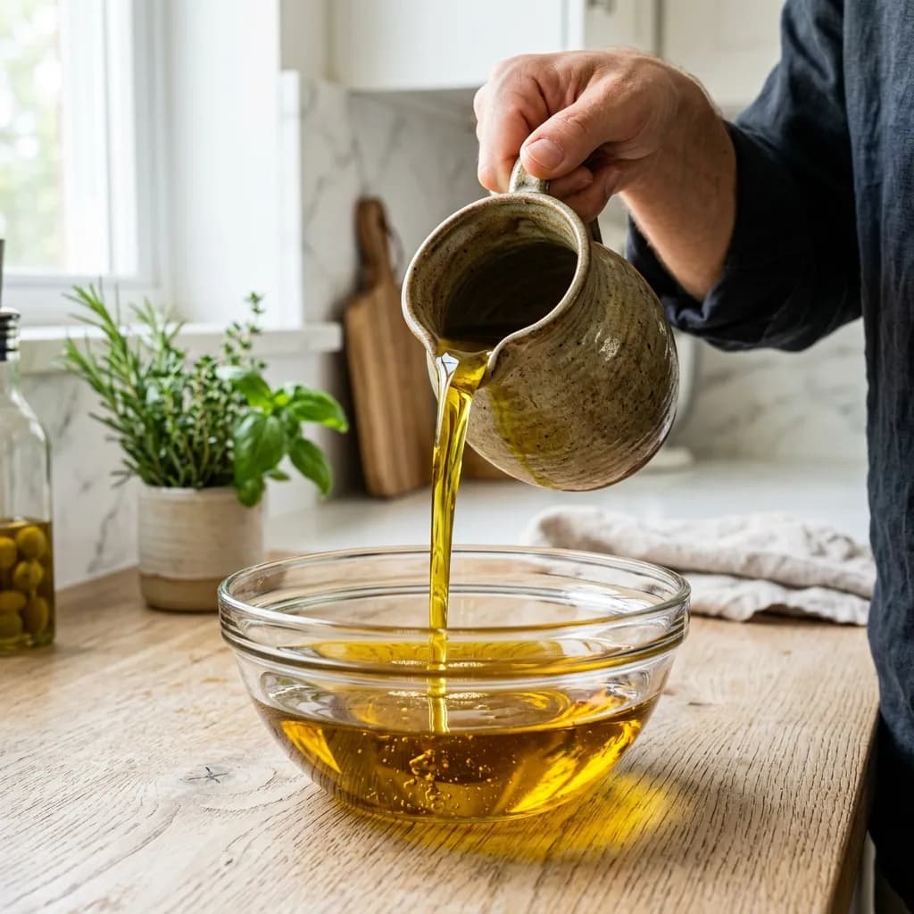 Pouring Tunisian Olive Oil