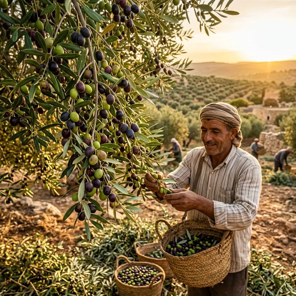 Tunisian olive grove close-up